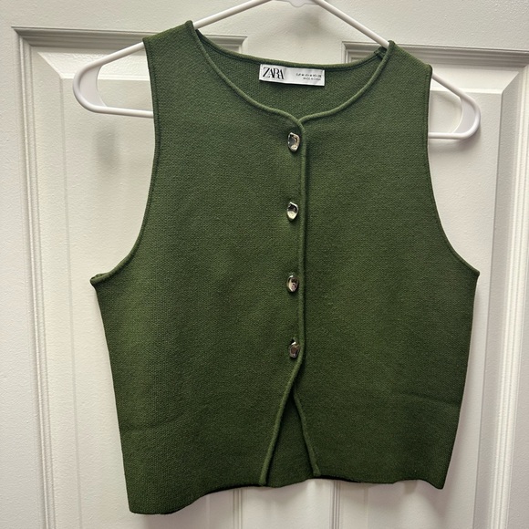 Zara Tops - Zara Khaki Green Knit Vest